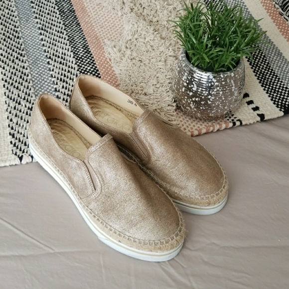 Jimmy Choo Shoes - Jimmy Choo Gold Metallic Espadrilles